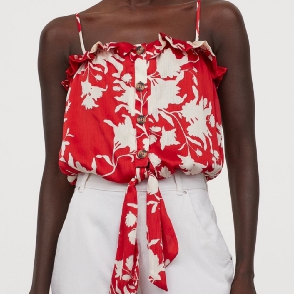 Johanna Ortiz Tie Front Satin Tank